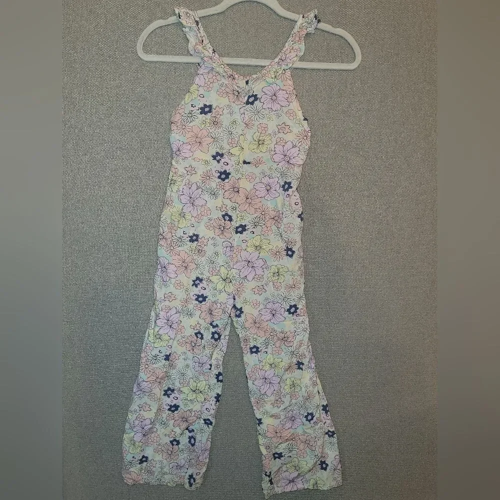 Carter's Size Medium 8 Kid Floral Print Ruffle Jumpsuit